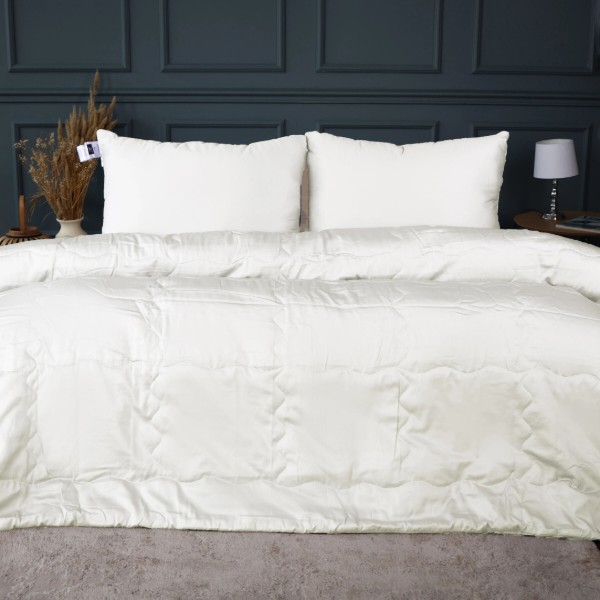 Фото - Одеяло летнее двуспальное евро MirSon №2982 200х220 Line Satin Premium 0001 Moko White Ecosilk + 2 наволочки 50х70  (2200010975253)